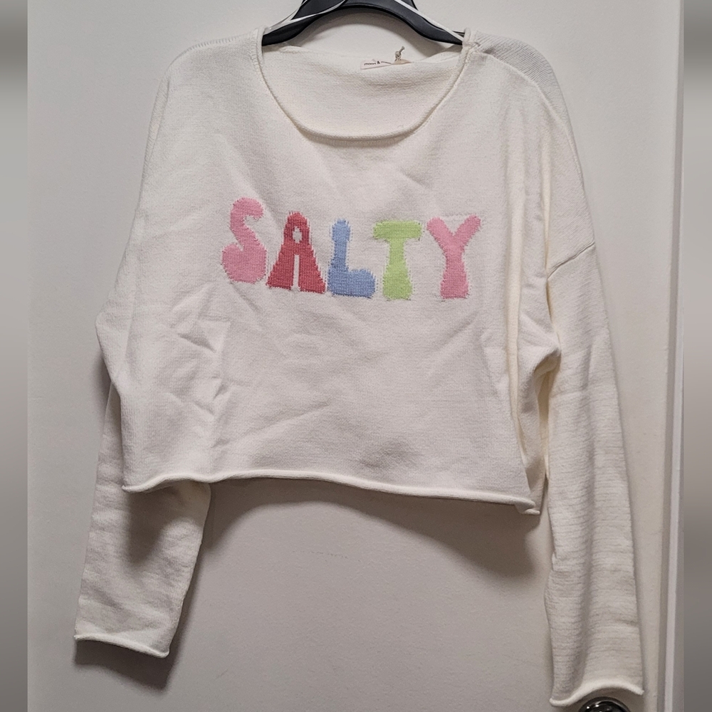 New! Moon & Madison "SALTY" Cropped Sweater